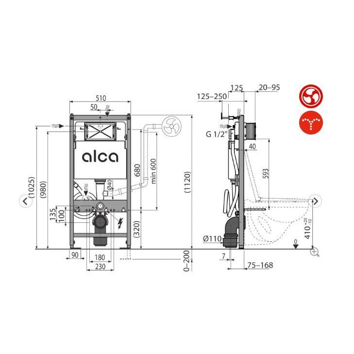 Alca AM120/1120 ugradni vodokotlić za WC sa bide funkcijom