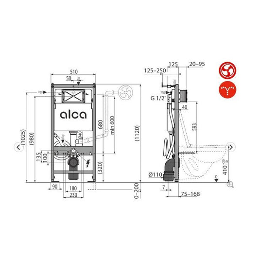 Alca AM120/1120 ugradni vodokotlić za WC sa bide funkcijom