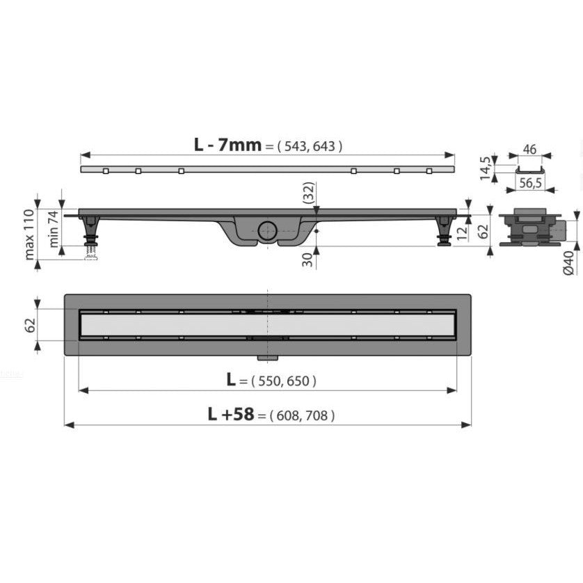 Alca APZ19-750M set sa rešetkom dvostranom