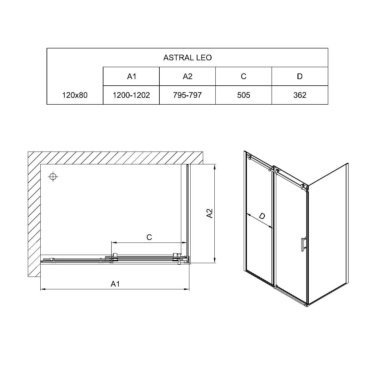 Astral Leo 120x80x195cm/8mm Nano Easy