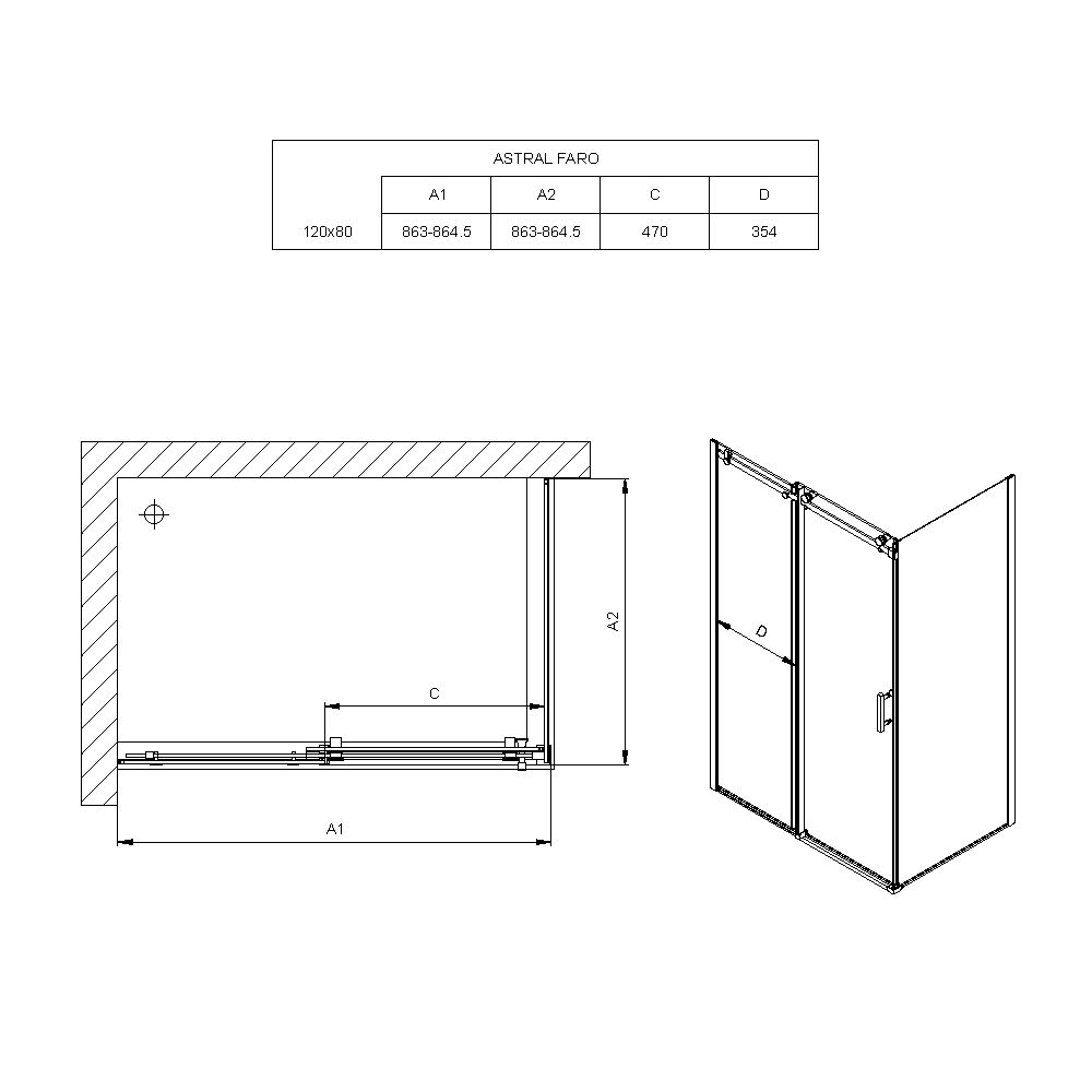 Astral Faro 120x80x195cm/6mm