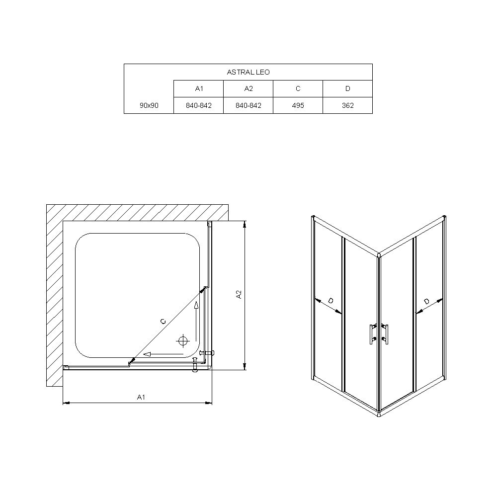 Astral Leo 90x90x195cm/8mm Nano Easy
