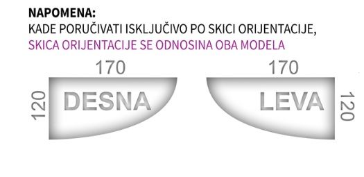 Romansa Lux G A006 170x120x58 Leva sa grejačem hidromasažna kada